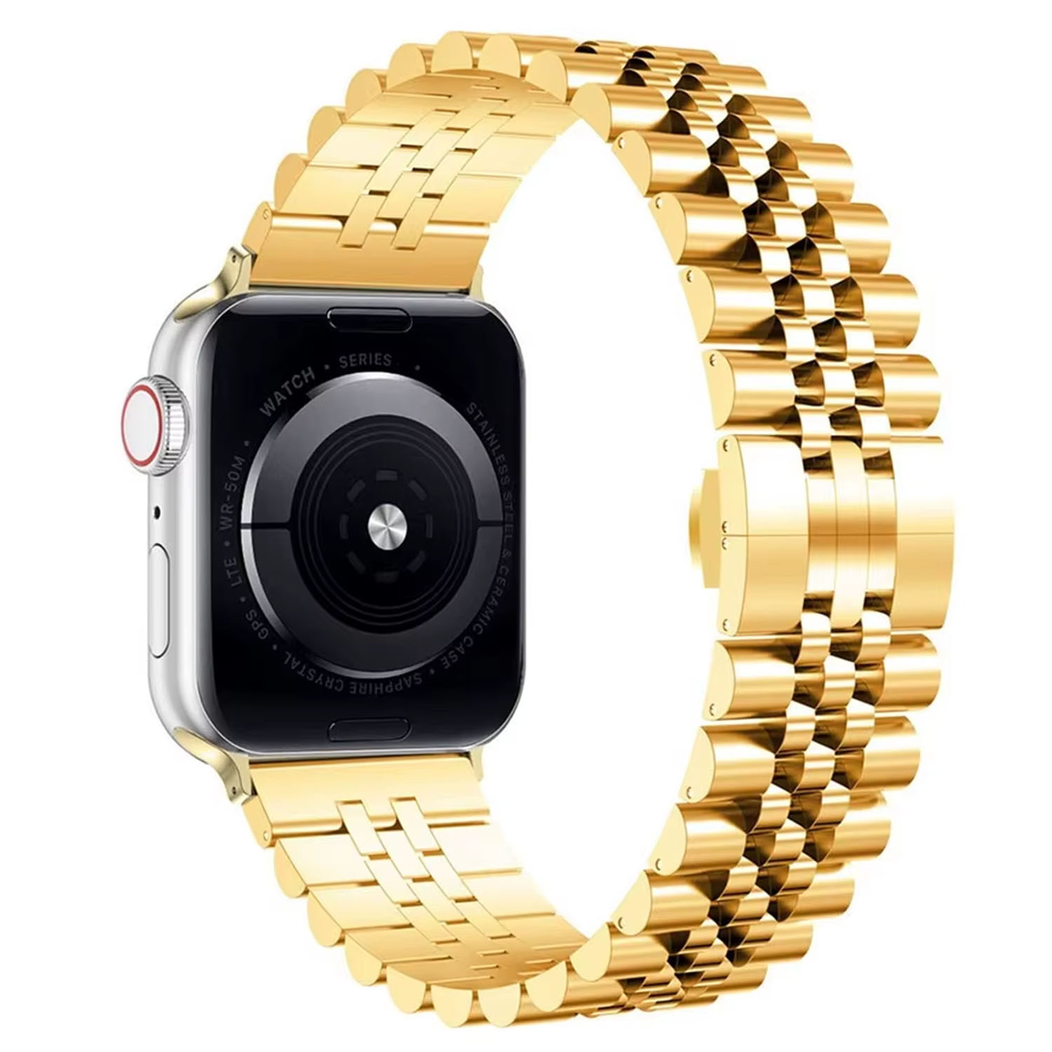 Forzacase%20Apple%20Watch%207%2045mm%20ile%20uyumlu%20Rolex%20Tasarım%20Metal%20Kordon%20Kayış%20-%20FC878