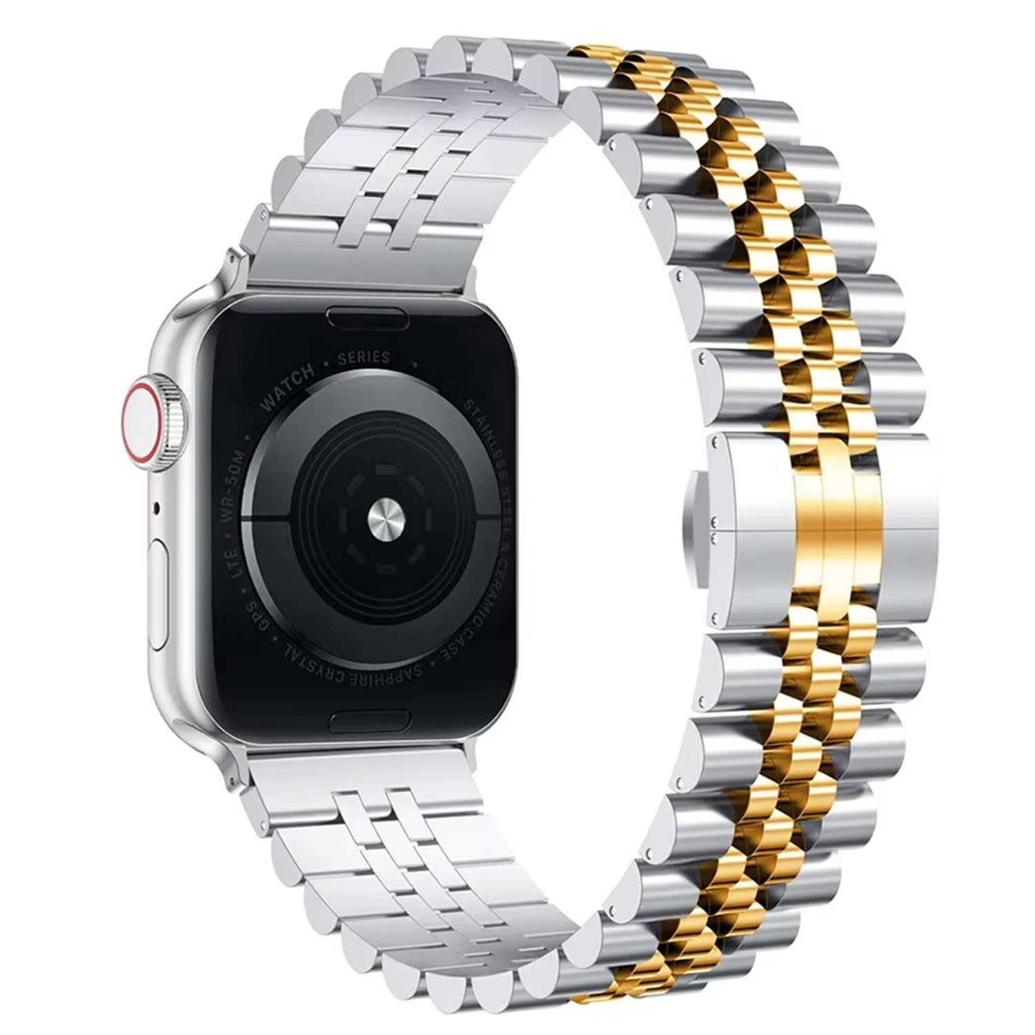 Forzacase%20Apple%20Watch%209%2045mm%20ile%20uyumlu%20Rolex%20Tasarım%20Metal%20Kordon%20Kayış%20-%20FC878