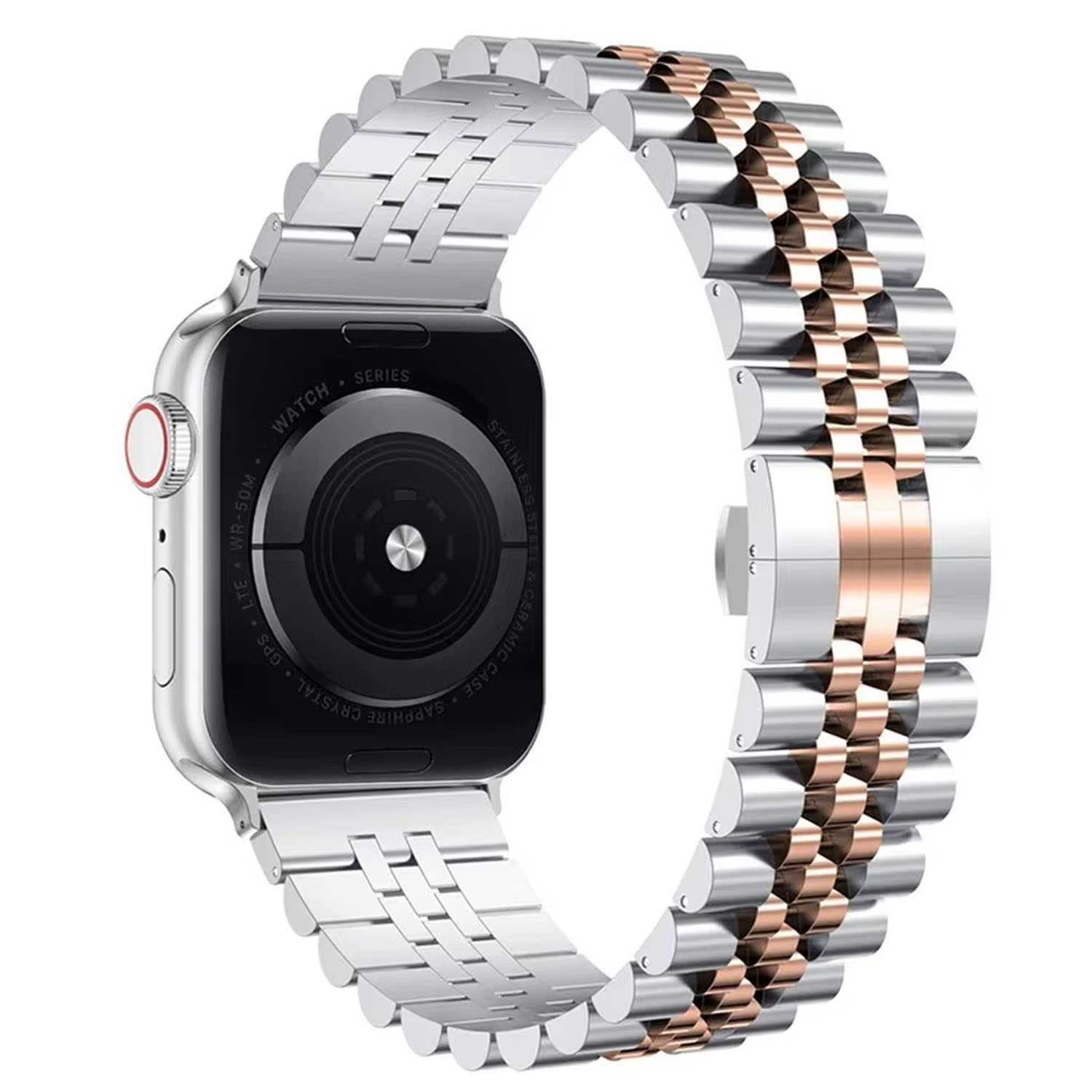 Forzacase%20Apple%20Watch%207%2041mm%20ile%20uyumlu%20Rolex%20Tasarım%20Metal%20Kordon%20Kayış%20-%20FC879