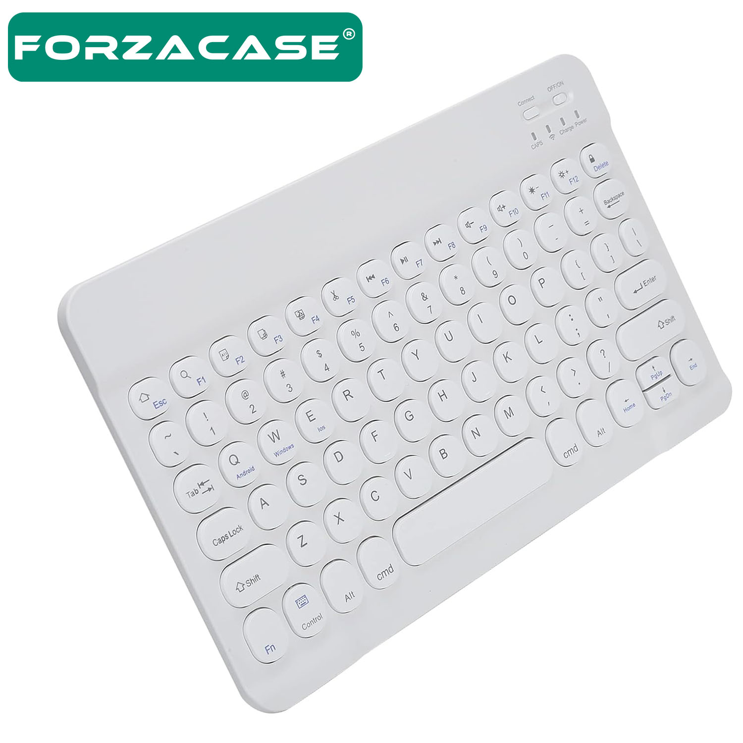 Forzacase%20Tablet%20ve%20Telefonlar%20için%20Şarjlı%20Yuvarlak%20Tuşlu%20Bluetooth%20Kablosuz%20Klavye%20-%20FC756