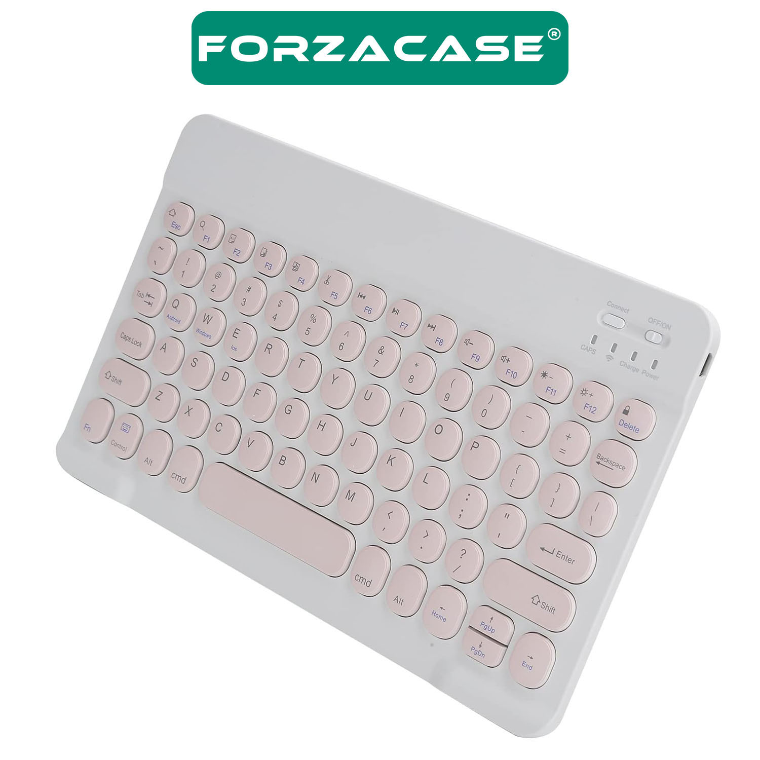 Forzacase%20Tablet%20ve%20Telefonlar%20için%20Şarjlı%20Yuvarlak%20Tuşlu%20Bluetooth%20Kablosuz%20Klavye%20-%20FC756