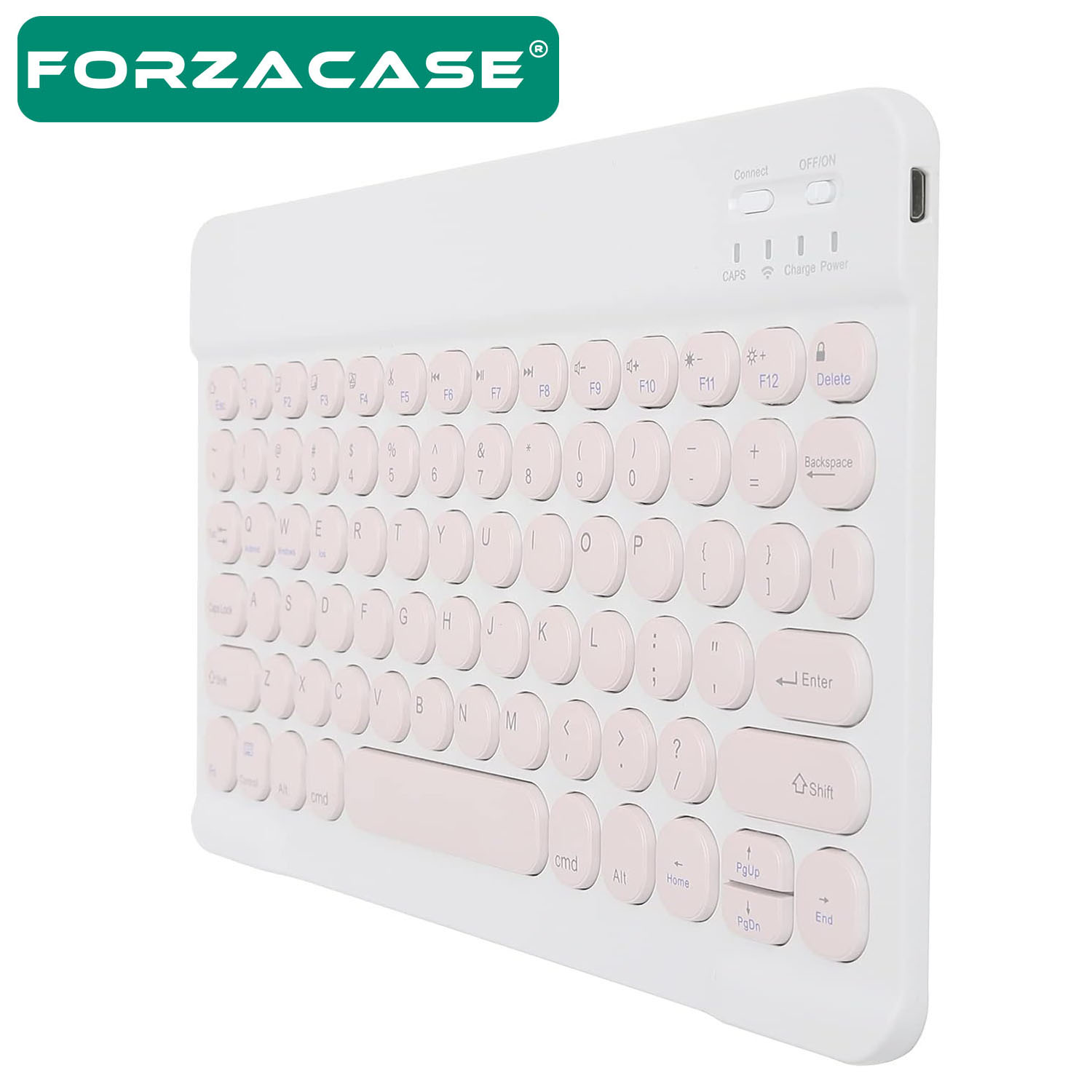 Forzacase%20Tablet%20ve%20Telefonlar%20için%20Şarjlı%20Yuvarlak%20Tuşlu%20Bluetooth%20Kablosuz%20Klavye%20-%20FC756