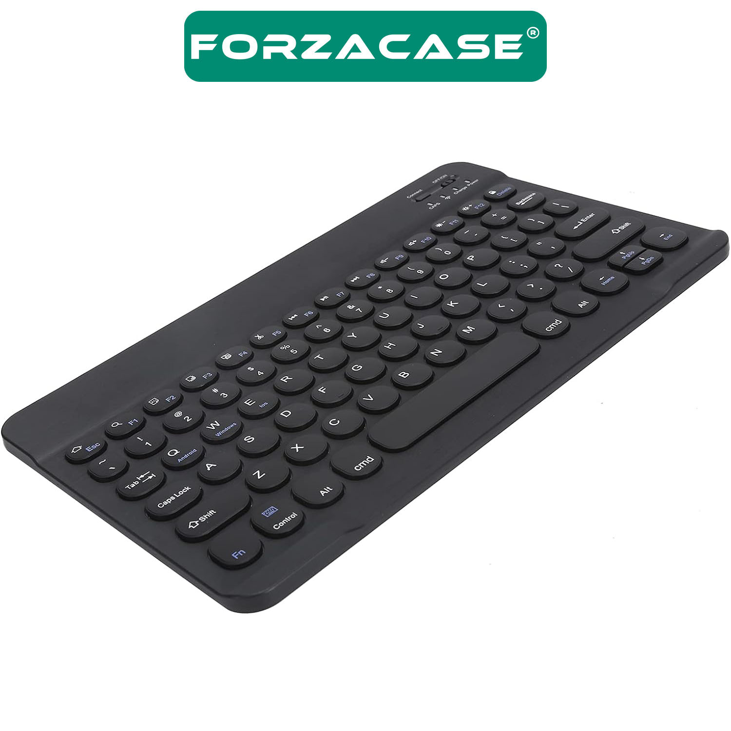 Forzacase%20Tablet%20ve%20Telefonlar%20için%20Şarjlı%20Yuvarlak%20Tuşlu%20Bluetooth%20Kablosuz%20Klavye%20-%20FC756