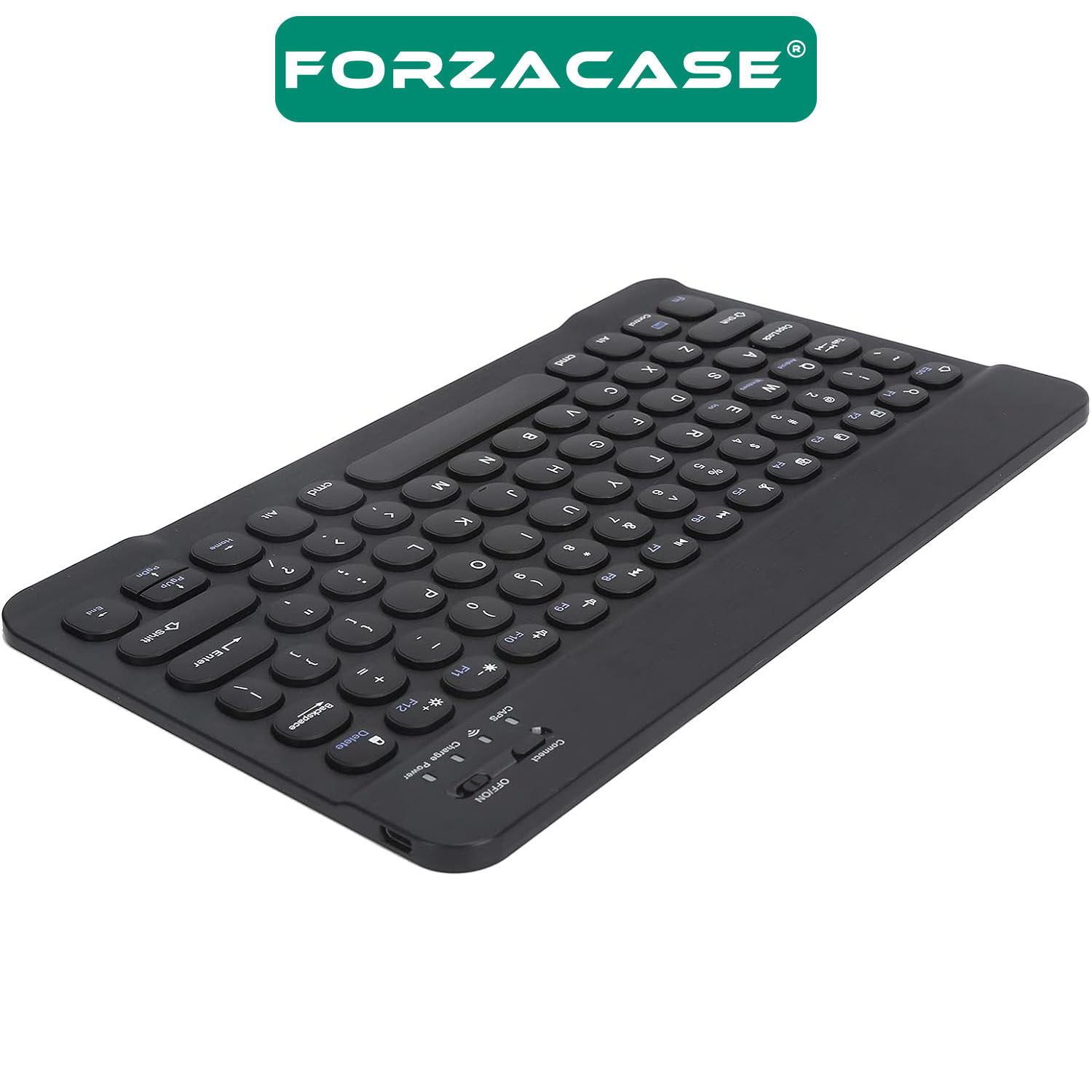 Forzacase%20Tablet%20ve%20Telefonlar%20için%20Şarjlı%20Yuvarlak%20Tuşlu%20Bluetooth%20Kablosuz%20Klavye%20-%20FC756