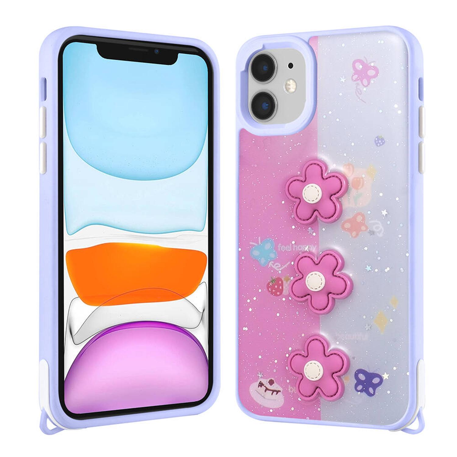 Forzacase%20iPhone%2011%20ile%20uyumlu%20Cute%20Serisi%20Parlayan%20Simli%20Kabartma%20Figürlü%20Kılıf