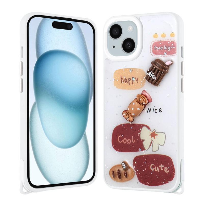 Forzacase%20iPhone%2014%20Plus%20ile%20uyumlu%20Cute%20Serisi%20Parlayan%20Simli%20Kabartma%20Figürlü%20Kılıf