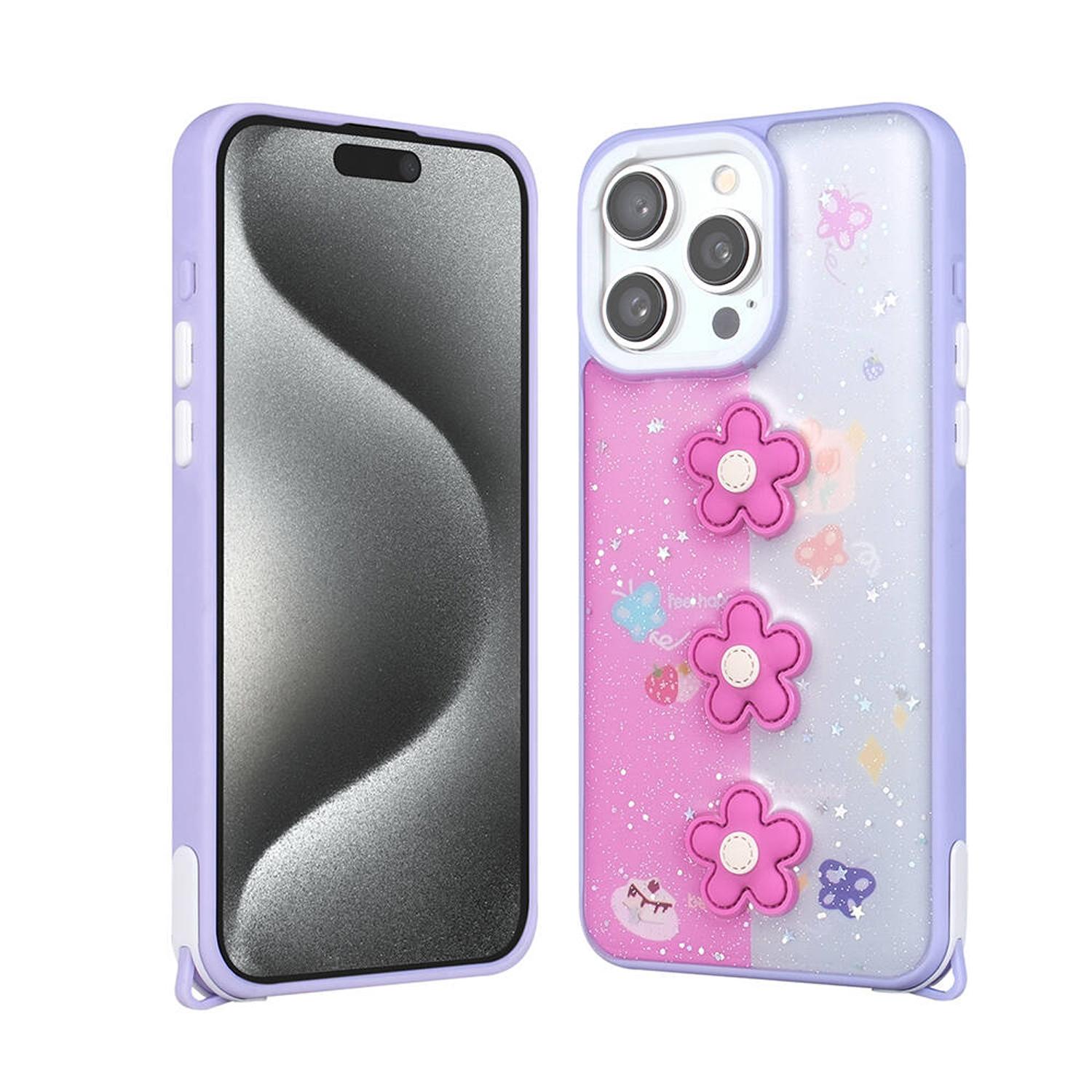 Forzacase%20iPhone%2015%20Pro%20Max%20ile%20uyumlu%20Cute%20Serisi%20Parlayan%20Simli%20Kabartma%20Figürlü%20Kılıf