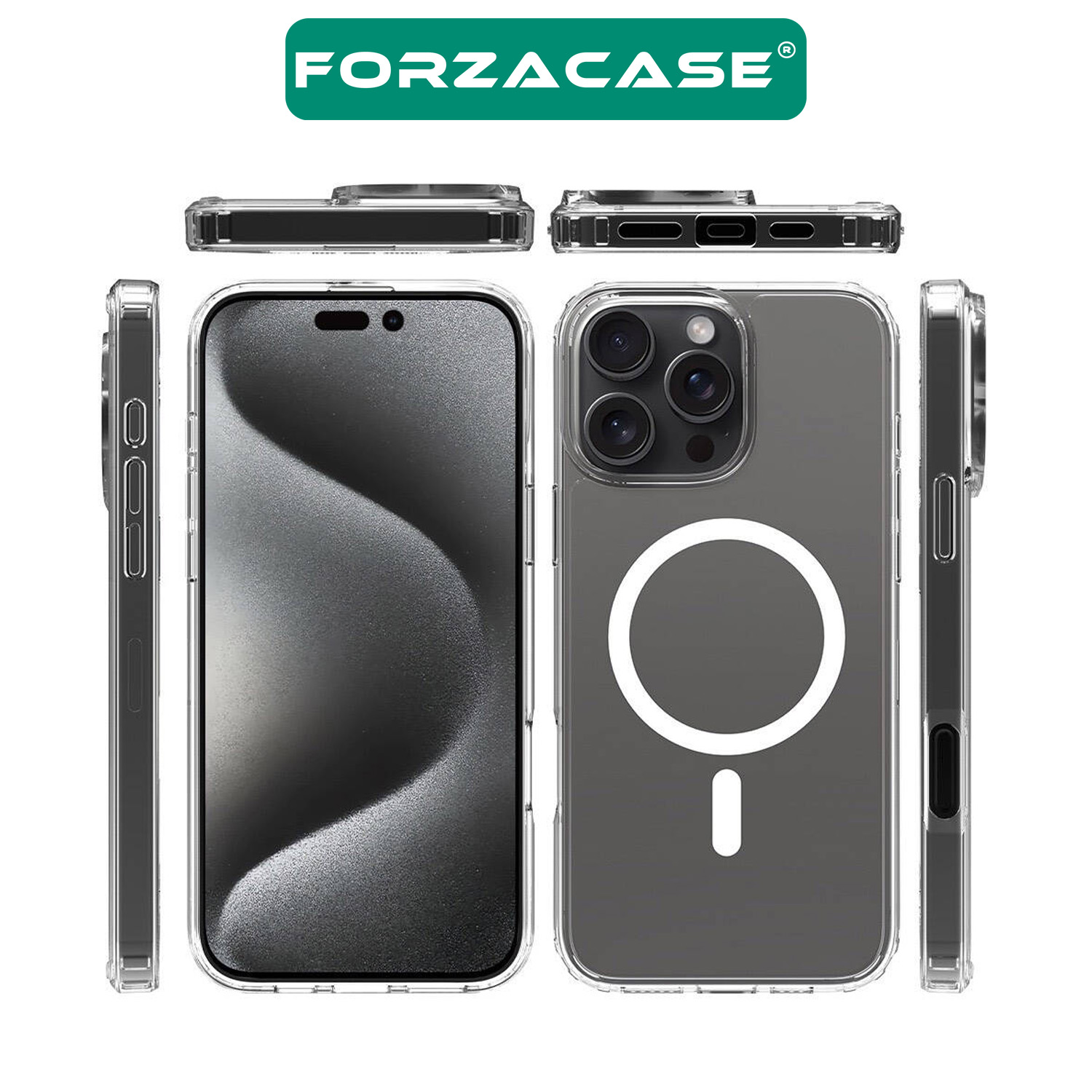 Forzacase%20iPhone%2016%20Pro%20ile%20uyumlu%20ClearMag%20Serisi%20Magsafe%20Şarj%20Özellikli%20Şeffaf%20Sert%20PC%20Kılıf