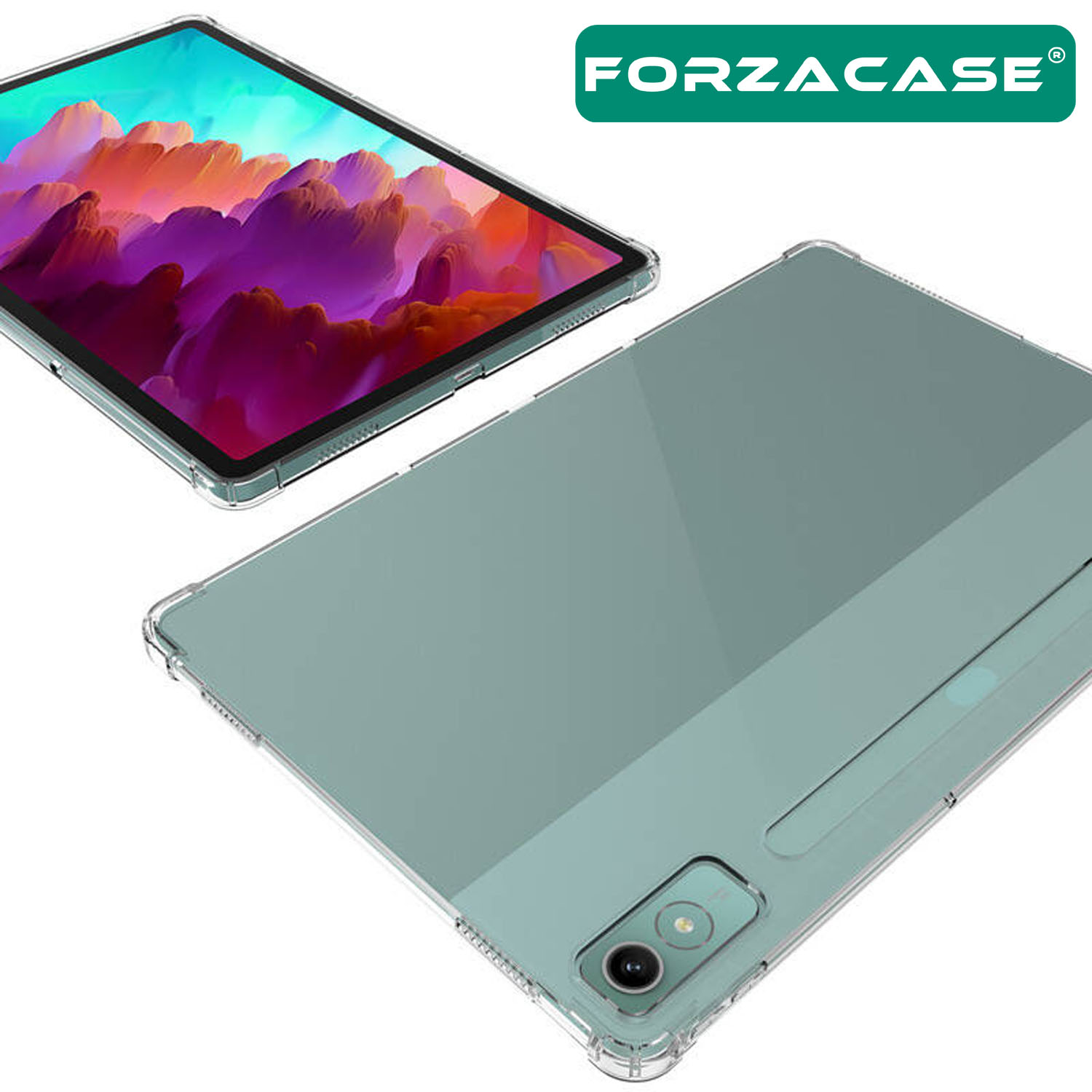 Forzacase%20Lenovo%20Tab%20P12%2012.7’’%20ile%20uyumlu%20Anti%20Shock%20Silikon%20Kılıf%20+%20Temperli%20Kırılmaz%20Cam%20-%20FC014