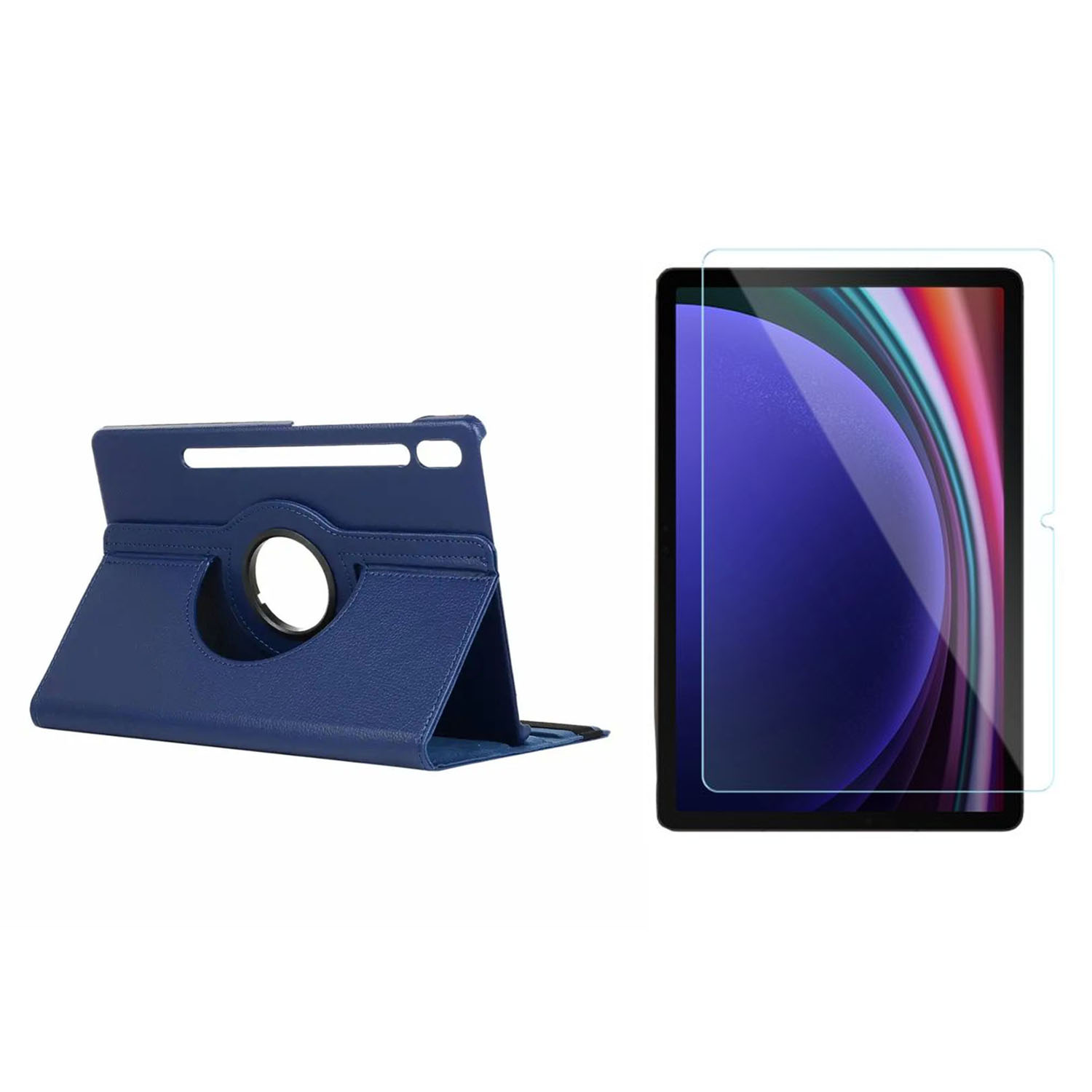 Forzacase%20Samsung%20Tab%20S9%20FE%20Plus%20uyumlu%20360%20Derece%20Döner%20Standlı%20Kılıf%20+%20Temperli%20Kırılmaz%20Cam%20FC012