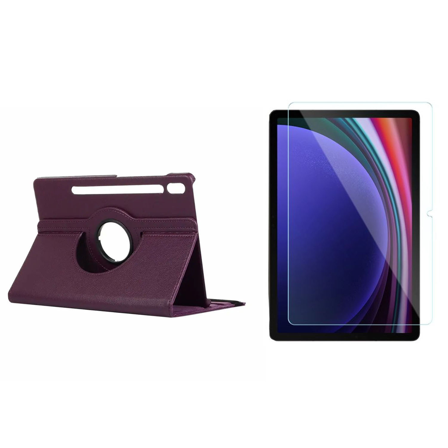 Forzacase%20Samsung%20Tab%20S9%20FE%20Plus%20uyumlu%20360%20Derece%20Döner%20Standlı%20Kılıf%20+%20Temperli%20Kırılmaz%20Cam%20FC012