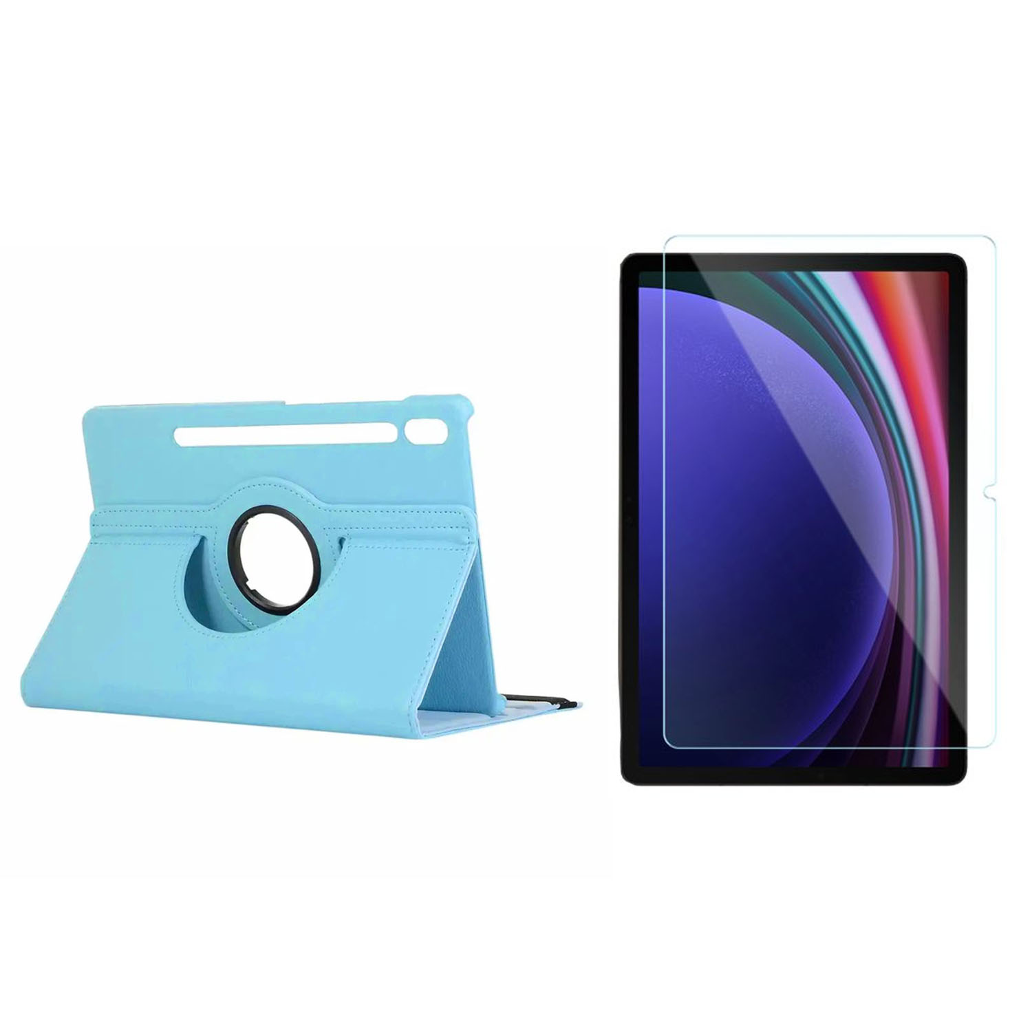 Forzacase%20Samsung%20Tab%20S9%20Plus%20uyumlu%20360%20Derece%20Döner%20Standlı%20Kılıf%20+%20Temperli%20Kırılmaz%20Cam%20FC012