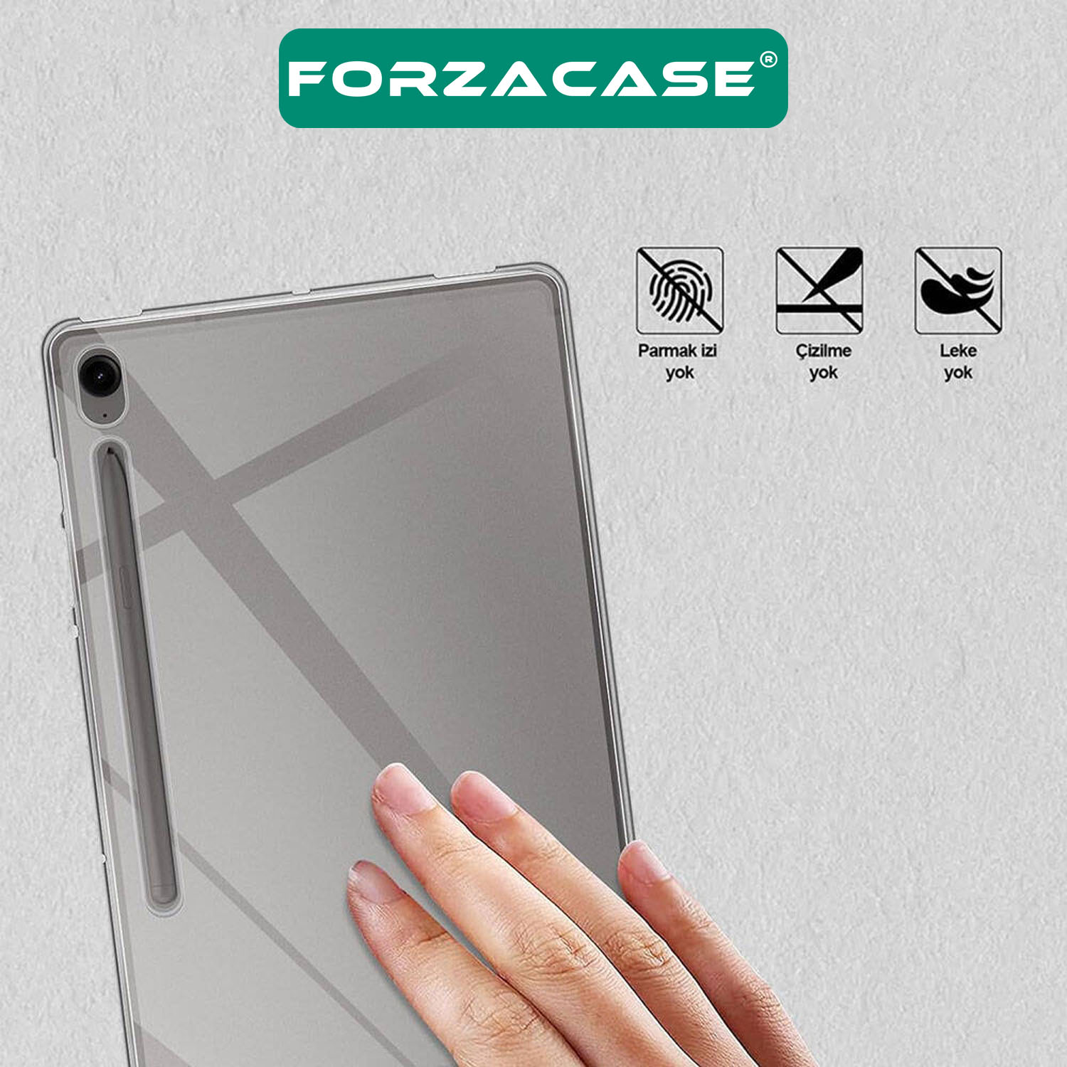 Forzacase%20Samsung%20Galaxy%20Tab%20S9%20FE%205710%20ile%20uyumlu%20Silikon%20Kılıf%20Buzlu%20Şeffaf%20-%20FC013