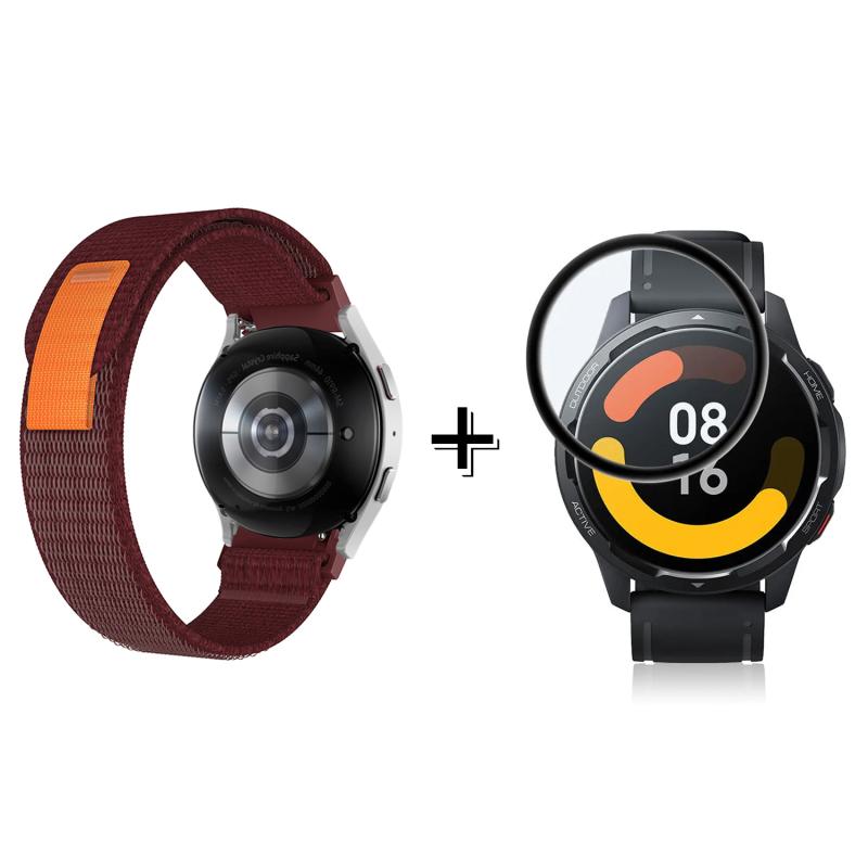 Forzacase%20Xiaomi%20Watch%20S1%20Active%20için%20Cırtlı%20Hasır%20Kumaş%20Kordon%20Kayış%20+%20Ekran%20Koruma%20Filmi%20-%20FC153