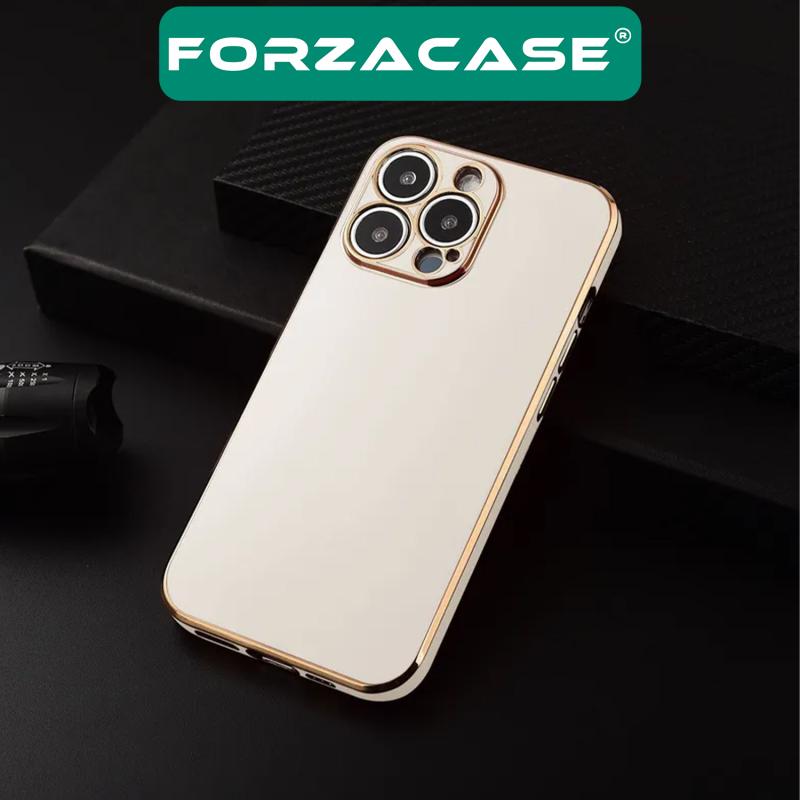 Forzacase%20iPhone%2012%20uyumlu%20Luxury%20Serisi%20Altın%20Çerçeveli%20Silikon%20Kılıf