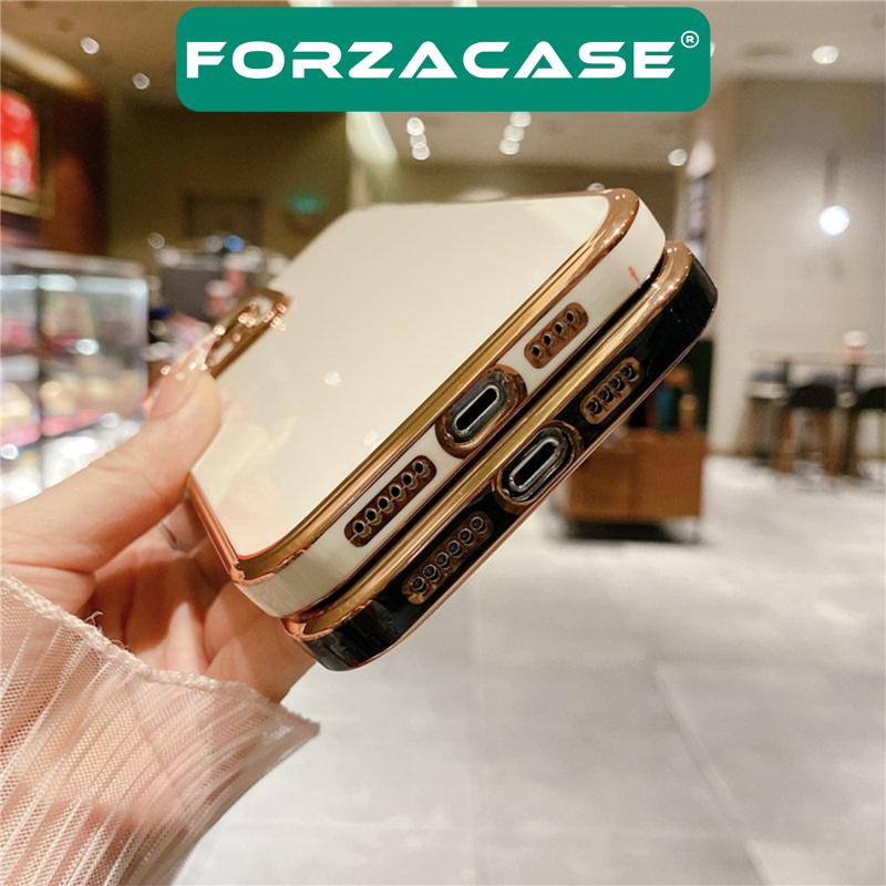 Forzacase%20iPhone%2012%20uyumlu%20Luxury%20Serisi%20Altın%20Çerçeveli%20Silikon%20Kılıf