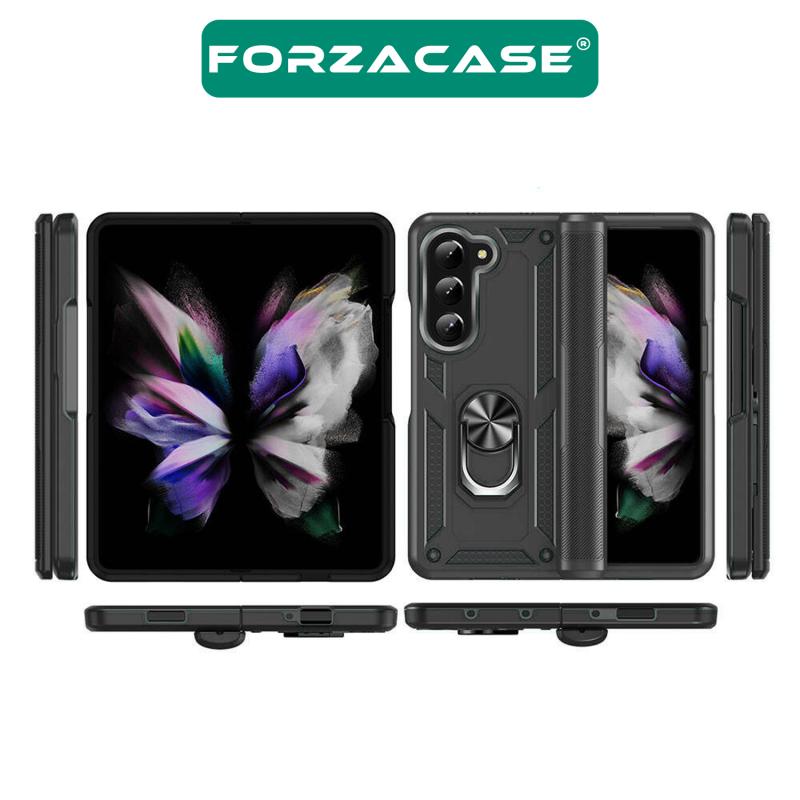 Forzacase%20Samsung%20Galaxy%20Z%20Fold5%20ile%20uyumlu%20Ares%20Serisi%20Yüzük%20Standlı%20Armor%20Sert%20Plastik%20Kılıf