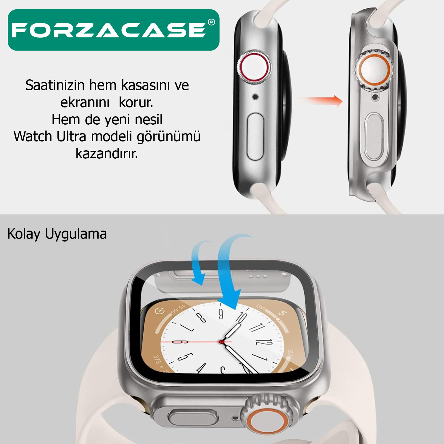 Forzacase%20Apple%20Watch%2041mm%20uyumlu%20Ocean%20Silikon%20Kordon%20Kayış%20+%20Ekran%20Kasa%20Koruyuculu%20Kılıf%20-%20FC006