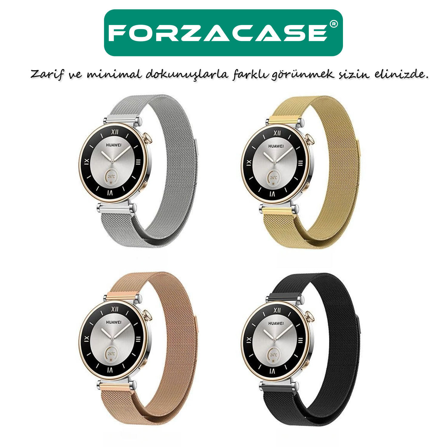 Forzacase%20Huawei%20Watch%20GT5%20Pro%2042mm%20ile%20uyumlu%20Metal%20Mıknatıslı%20Kordon%20Kayış%20-%20FC356