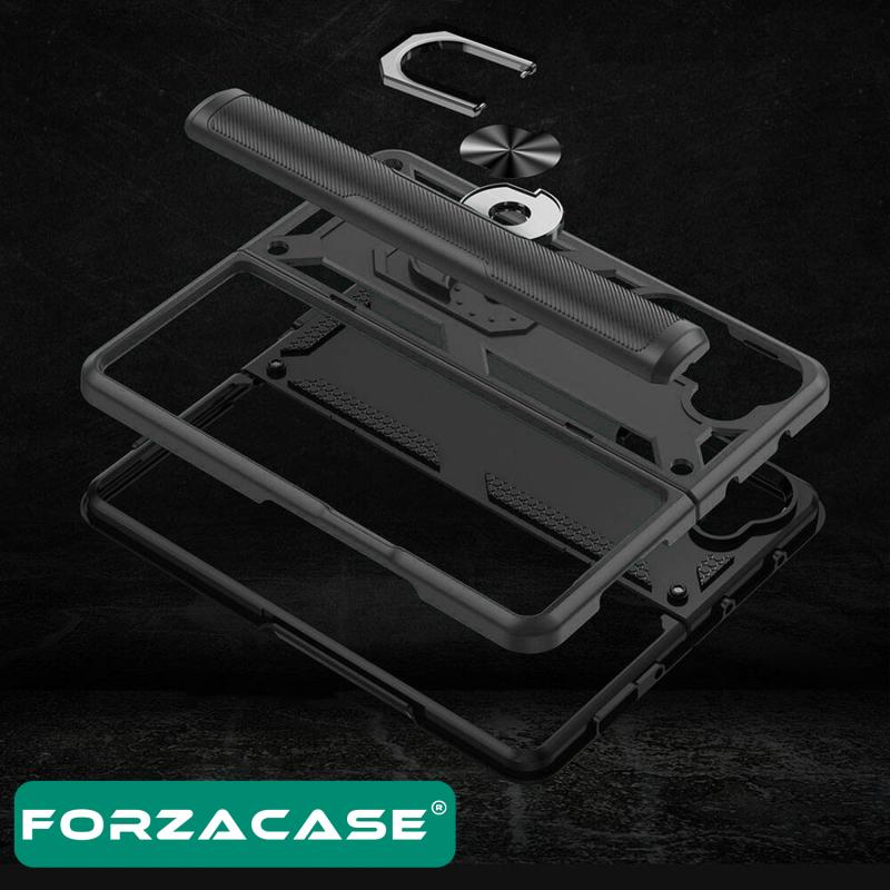 Forzacase%20Samsung%20Galaxy%20Z%20Fold5%20ile%20uyumlu%20Ares%20Serisi%20Yüzük%20Standlı%20Armor%20Sert%20Plastik%20Kılıf