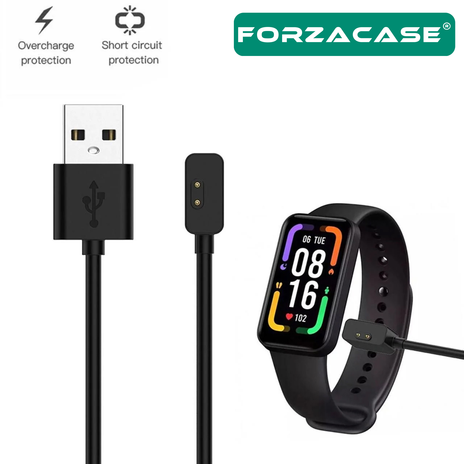 Forzacase%20Xiaomi%20Redmi%20Watch%203%20Active%20uyumlu%20USB%20Manyetik%20Şarj%20Kablosu%2055%20cm%20-%20FC017