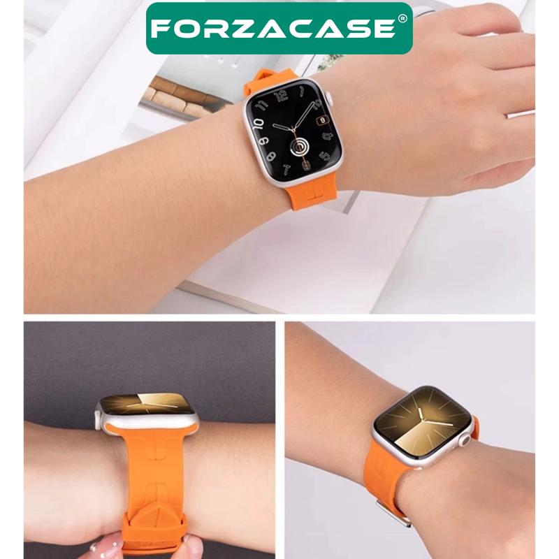 Forzacase%20Apple%20Watch%208%2045%20mm%20ile%20uyumlu%20Hermes%20Silikon%20Kordon%20Kayış%20-%20FC379