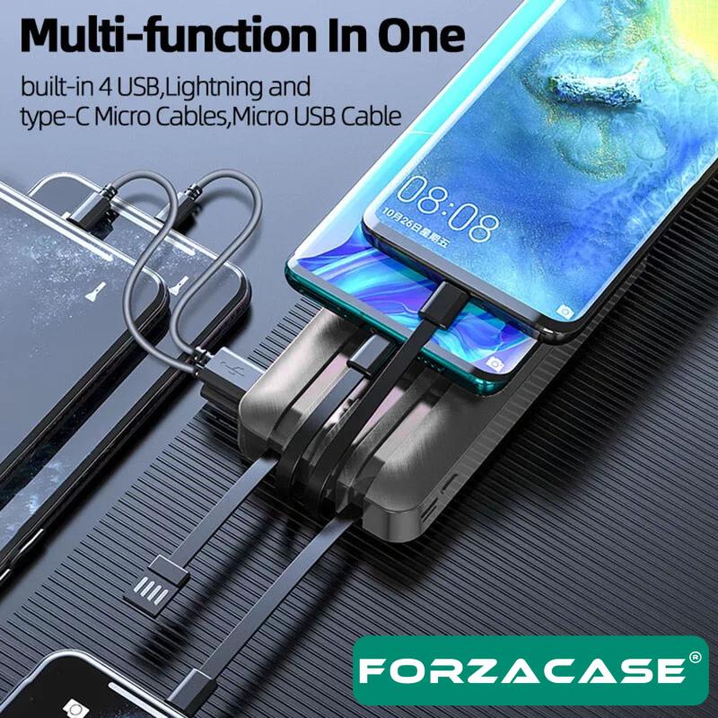 Forzacase%2010000%20Mah%20Powerbank%20LED%20Panelli%20Çift%20Usb%20Çıkışlı%20Type-C%20Micro%20USB%20Lightning%20Kablolu%20-%20FC580