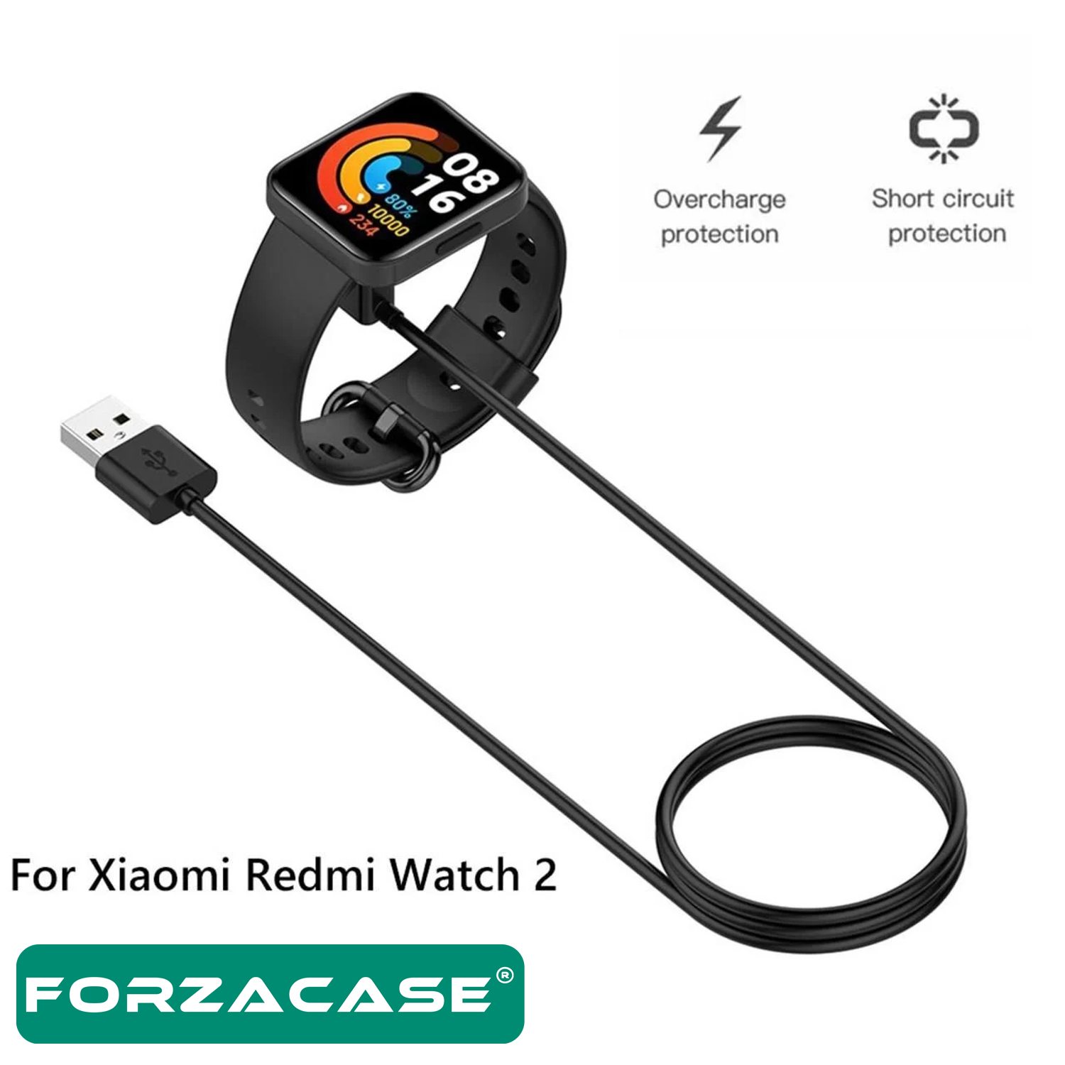 Forzacase%20Xiaomi%20Mi%20Band%207%20Pro%20/%20Redmi%20Watch%202%20Lite%20uyumlu%20USB%20Manyetik%20Şarj%20Kablosu%2055%20cm%20-%20FC017