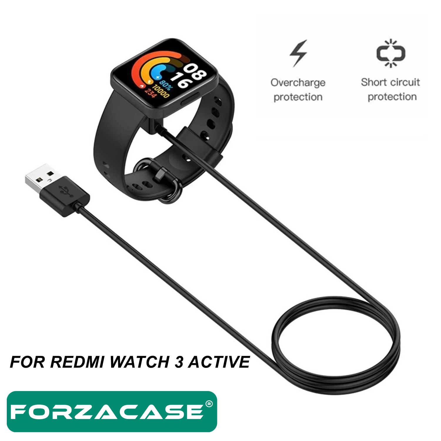 Forzacase%20Xiaomi%20Redmi%20Watch%203%20Active%20uyumlu%20USB%20Manyetik%20Şarj%20Kablosu%2055%20cm%20-%20FC017