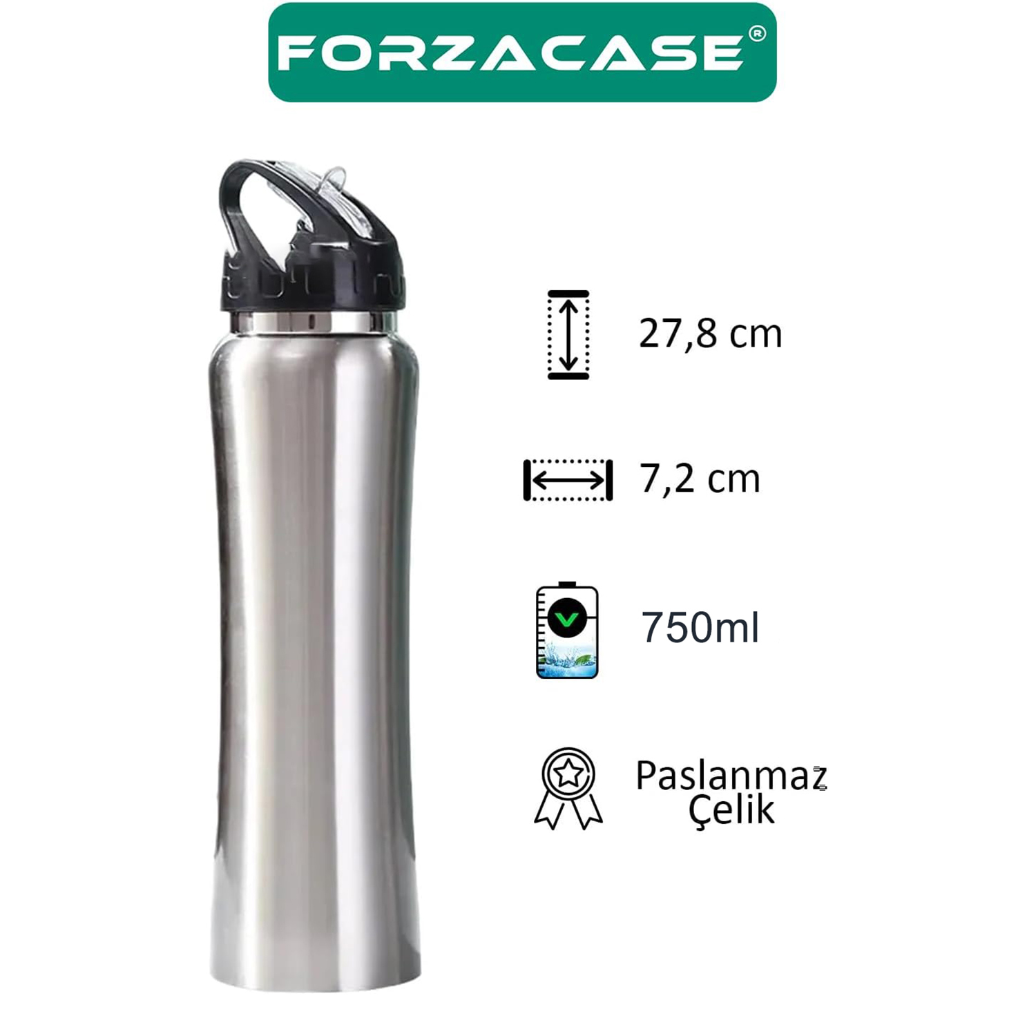 Forzacase%20Paslanmaz%20Çelik%20750ml%206%20Saat%20Sıcak%20Soğuk%20Tutan%20Pipetli%20Termos%20-%20FC263