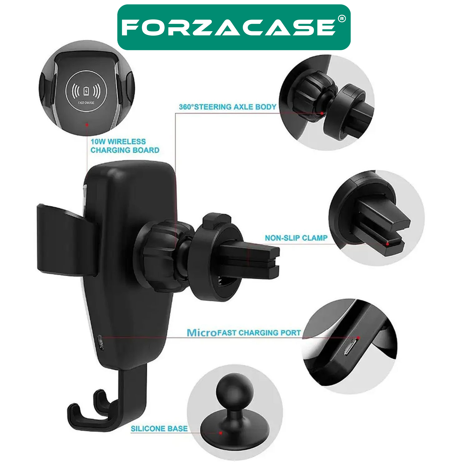 Forzacase%20Araç%20İçi%20Wireless%20Kablosuz%20Şarj%20Özellikli%20Telefon%20Tutucu%20Q12%20-%20FC054