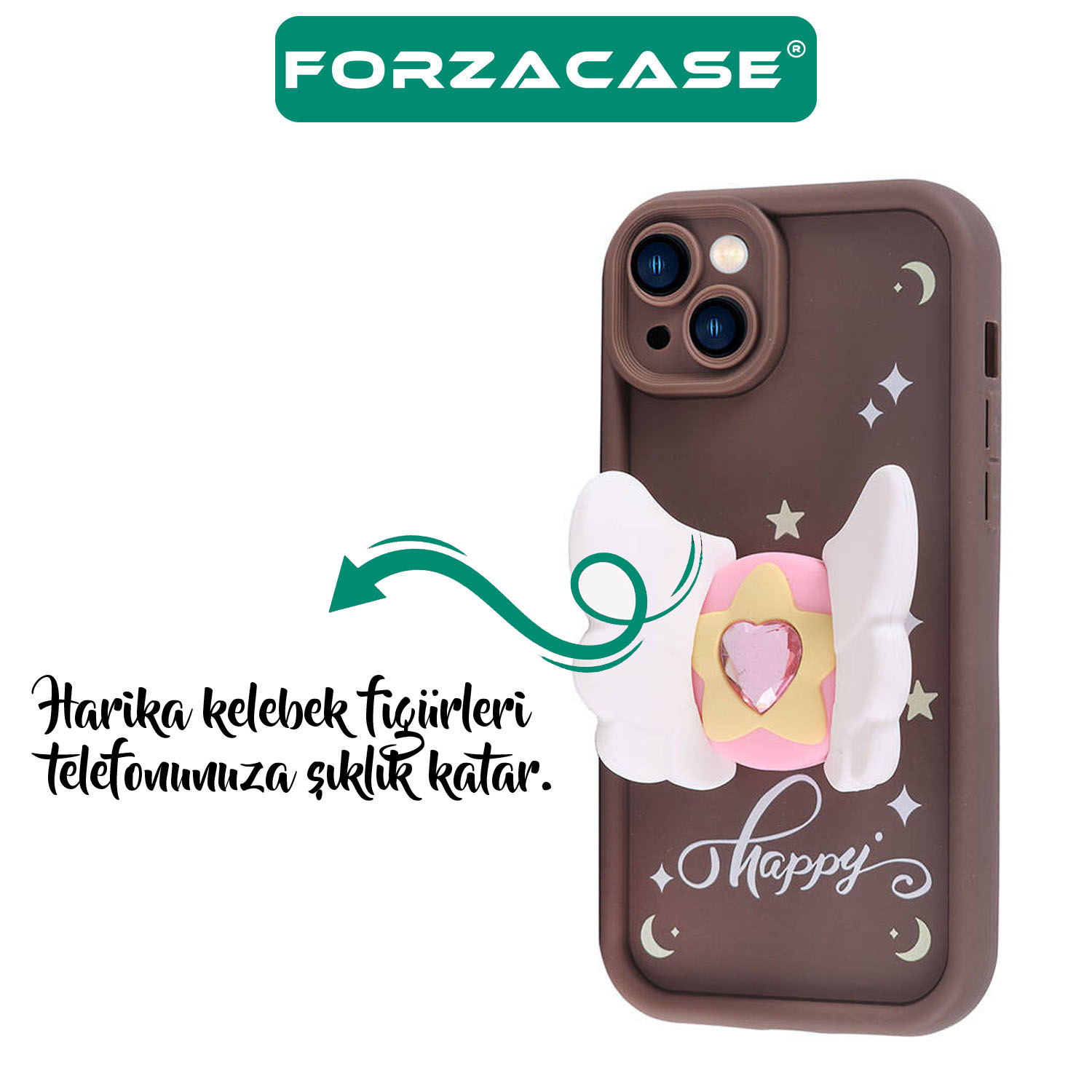 Forzacase%20Samsung%20Galaxy%20A35%20ile%20uyumlu%20Butterfly%20Serisi%203D%20Kelebek%20Figür%20Tasarımlı%20Silikon%20Kılıf