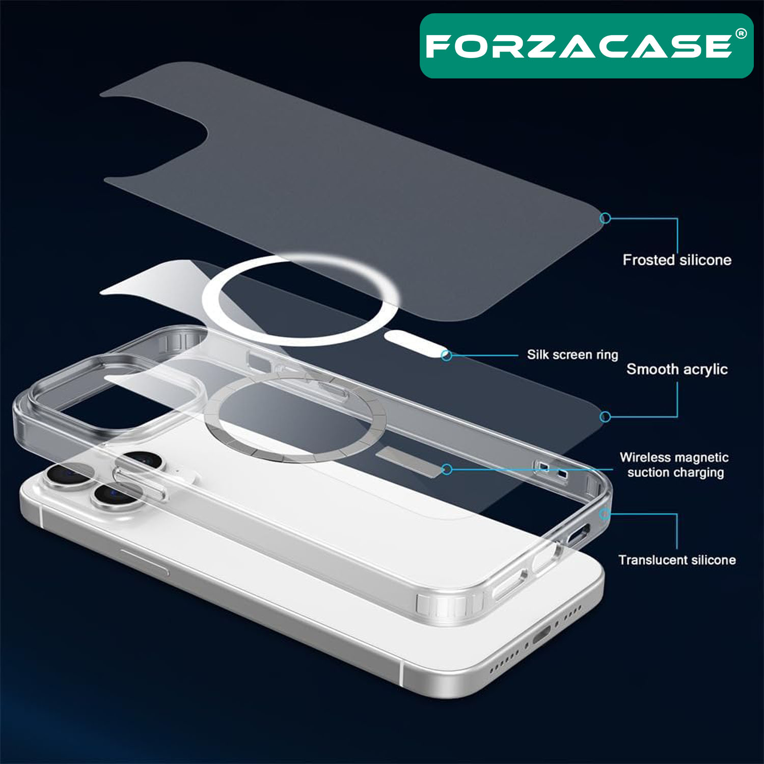 Forzacase%20iPhone%2016%20Pro%20Max%20ile%20uyumlu%20ClearMag%20Serisi%20Magsafe%20Şarj%20Özellikli%20Şeffaf%20Sert%20PC%20Kılıf