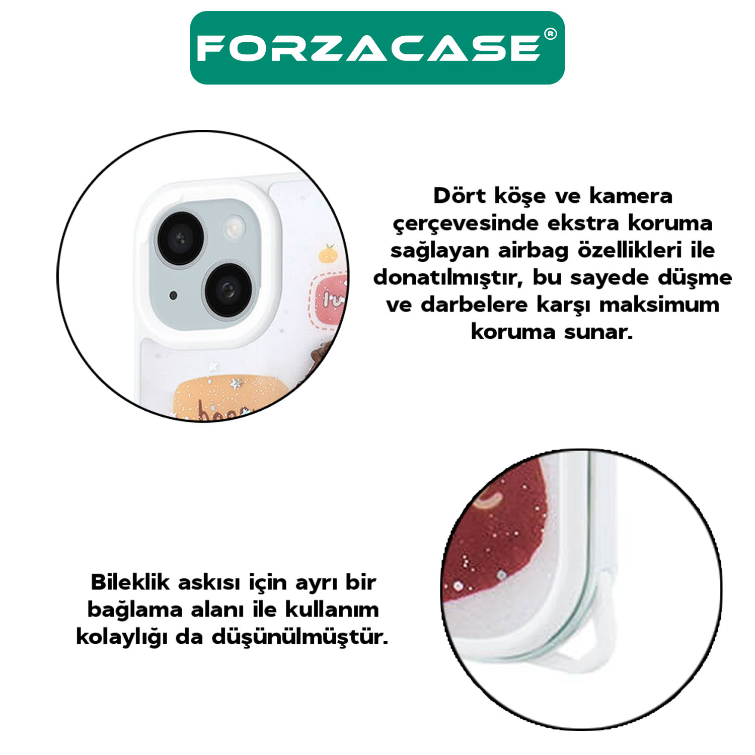 Forzacase%20iPhone%2013%20ile%20uyumlu%20Cute%20Serisi%20Parlayan%20Simli%20Kabartma%20Figürlü%20Kılıf