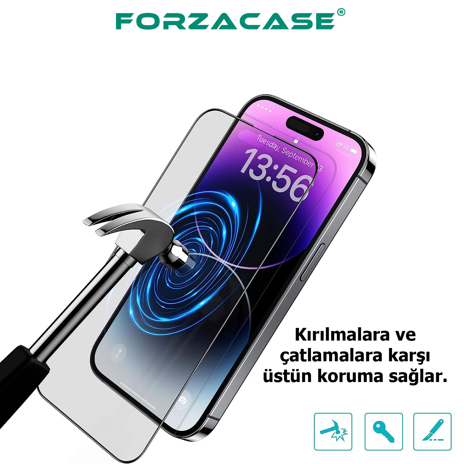 Forzacase%20Samsung%20Galaxy%20A55%20Çerçeveli%20Tam%20Kaplayan%20Temperli%20Ekran%20Koruyucu%20-%20FC003