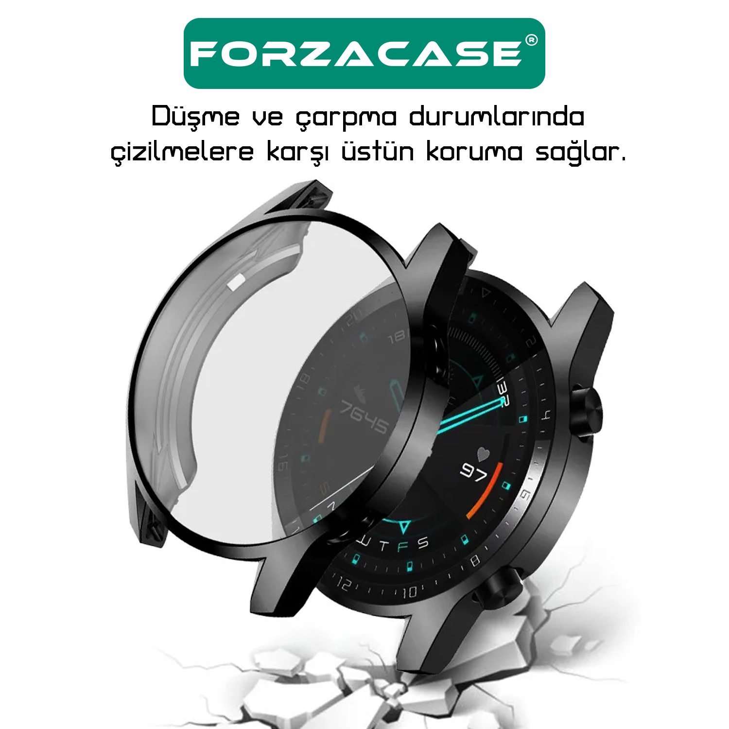 Forzacase%20Huawei%20Watch%20GT%202%2046mm%20ile%20uyumlu%20Önü%20Kapalı%20Ekran%20Korumalı%20Silikon%20Kılıf%20-%20FC010