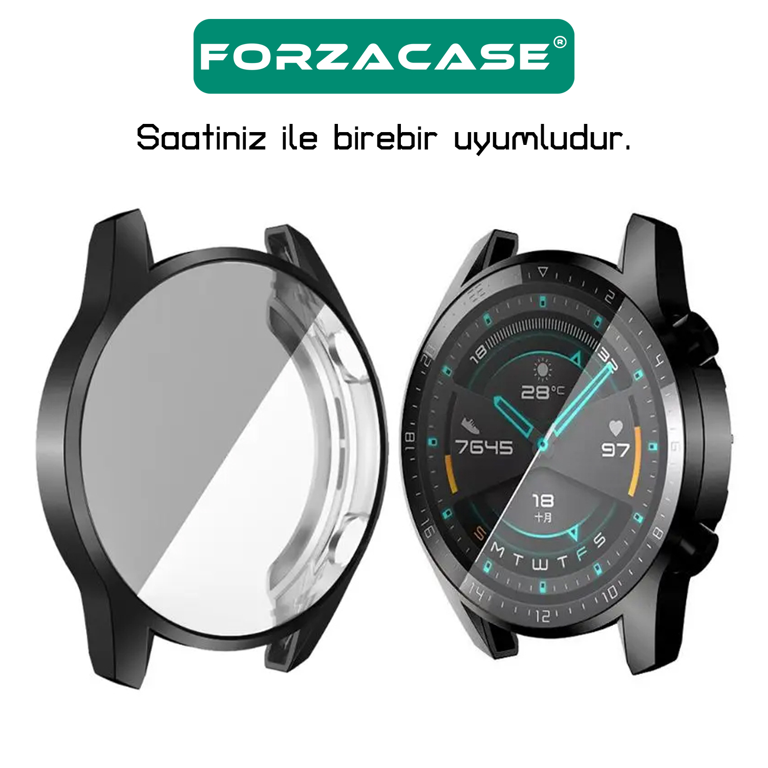 Forzacase%20Huawei%20Watch%20GT%202%2046mm%20ile%20uyumlu%20Önü%20Kapalı%20Ekran%20Korumalı%20Silikon%20Kılıf%20-%20FC010