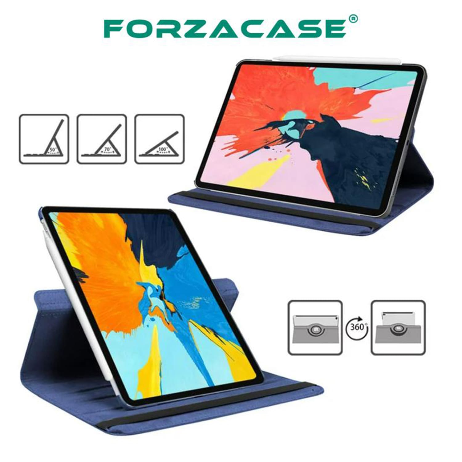 Forzacase%20iPad%20Air%2011%202024%20için%20360%20Derece%20Döner%20Standlı%20Kılıf%20-%20FC012