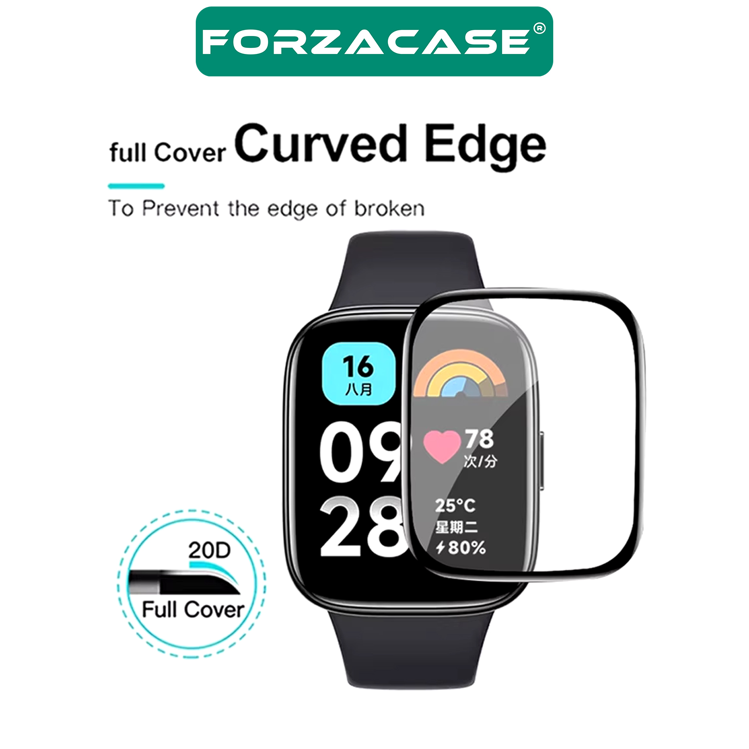 Forzacase%20Xiaomi%20Redmi%20Watch%205%20Active%20için%20Çerçeveli%20Tam%20Kaplayan%203D%20Pet%20Ekran%20Koruyucu%20Film%20-%20FC016