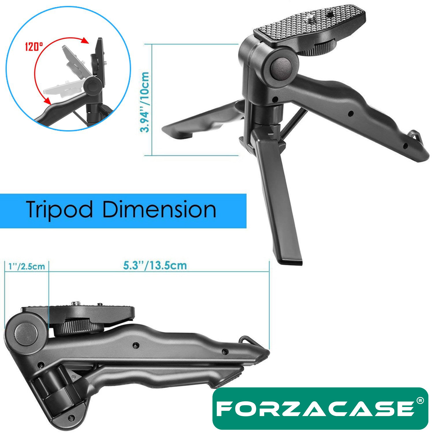 Forzacase%203%20Ayak%20Mini%20Kamera%20Tripodu%20+%20Döner%20Başlık%20Telefon%20Tutucu%20-%20FC056