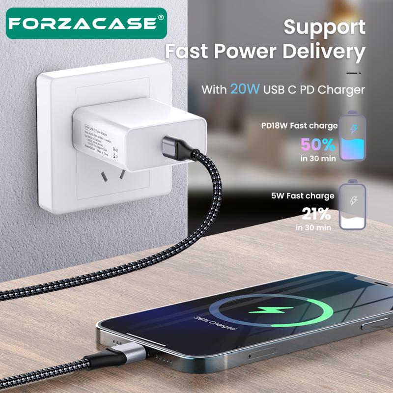 Forzacase%20Type-C%20to%20Lightning%20Örgülü%2020W%20PD%20Hızlı%20Şarj%20Kablosu%201m-%20FC065