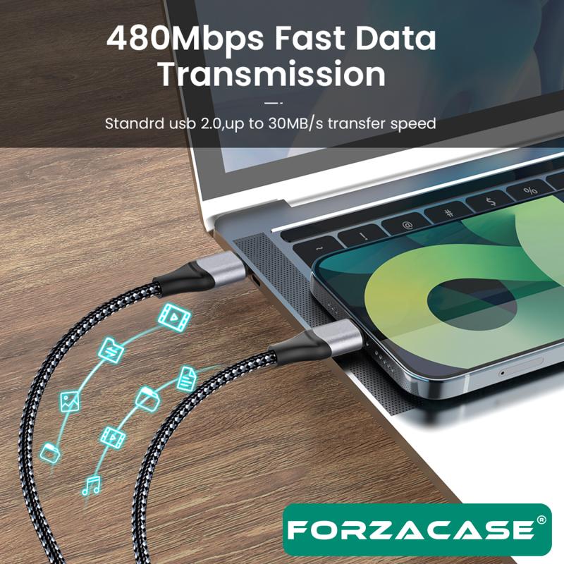 Forzacase%20Type-C%20to%20Lightning%20Örgülü%2020W%20PD%20Hızlı%20Şarj%20Kablosu%201m-%20FC065