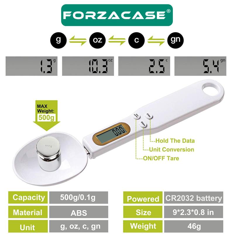 Forzacase%20Taşınabilir%20Ölçek%20Ağırlık%20Bilen%20Ekranlı%20Kaşık%20Tartı%20Profesyonel%20Mutfak%20Ekip%20500g%20-%20FC087