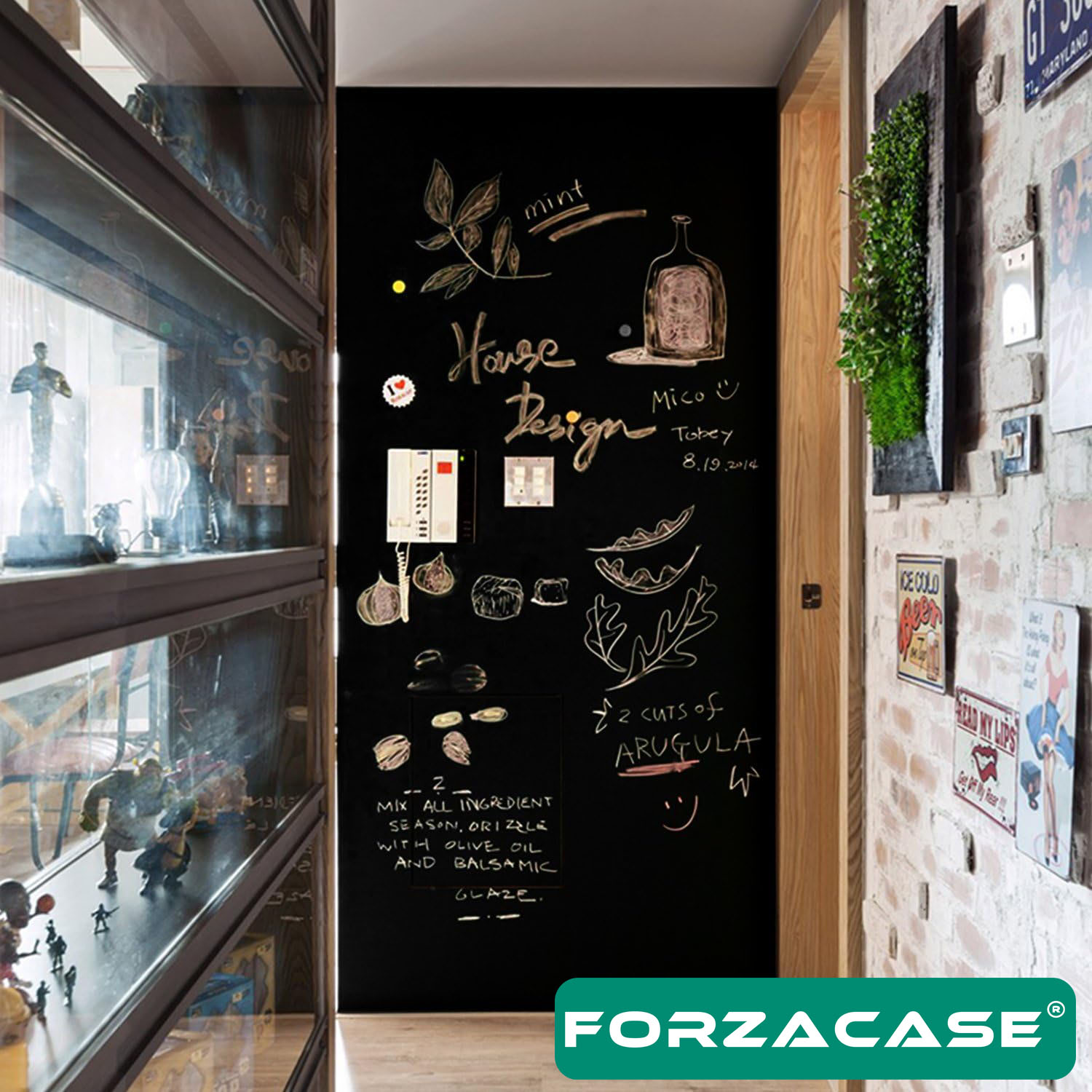 Forzacase%20Yazılabilir%20Kara%20Tahta%20Folyo%20Yazı%20Tahtası%20PVC%20Duvar%20Sticker%20+%205%20Adet%20Tebeşir%20-%20FC091