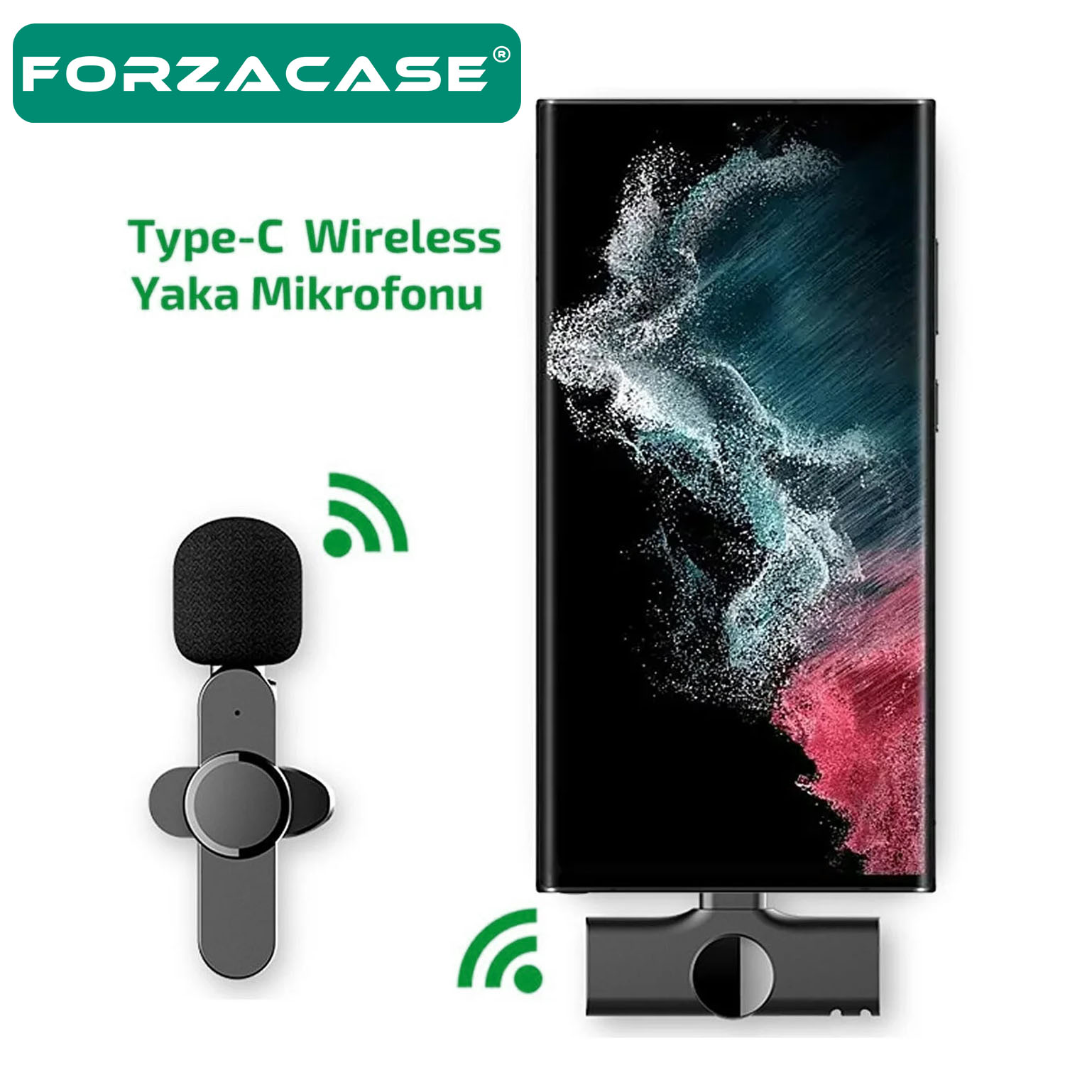 Forzacase%20Type-C%20Profesyonel%20Wireless%20Kablosuz%20Yaka%20Mikrofonu%20Lavalier%20-%20FC100