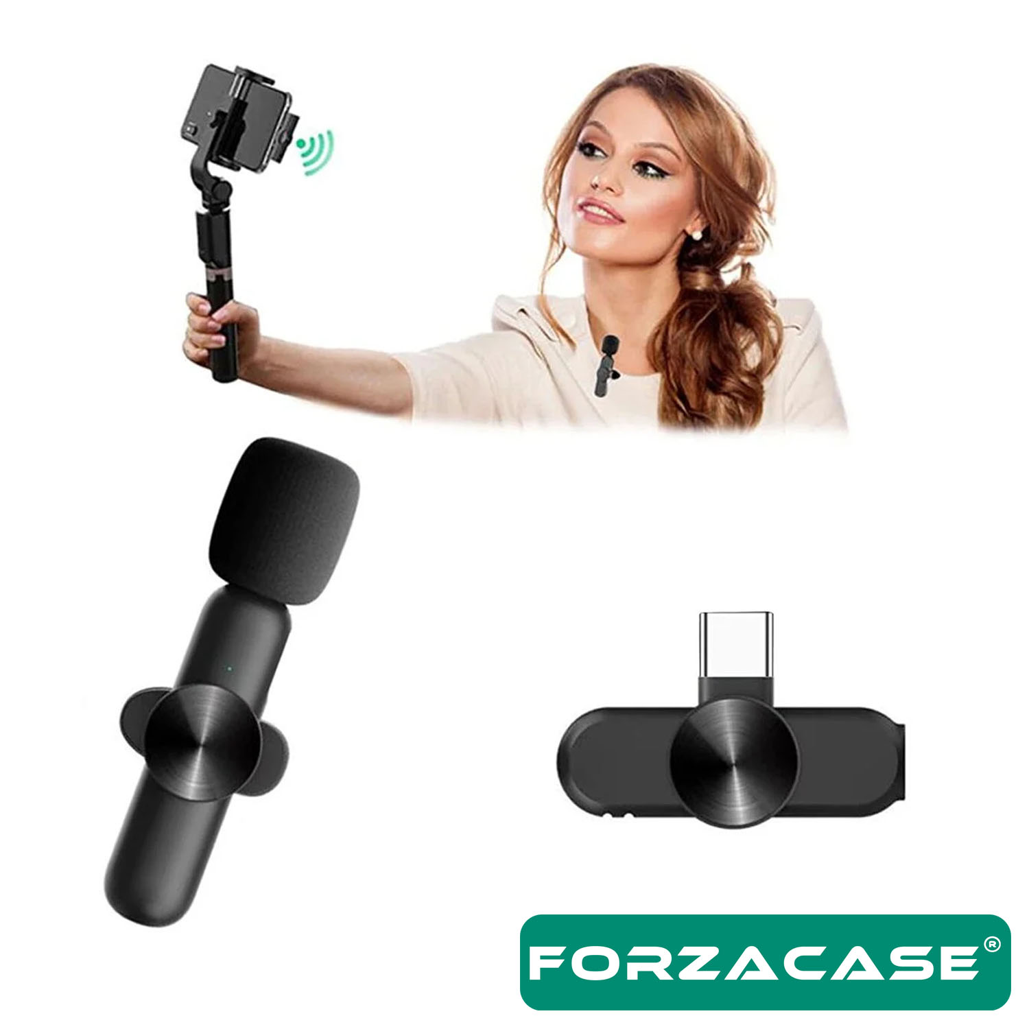 Forzacase%20Type-C%20Profesyonel%20Wireless%20Kablosuz%20Yaka%20Mikrofonu%20Lavalier%20-%20FC100