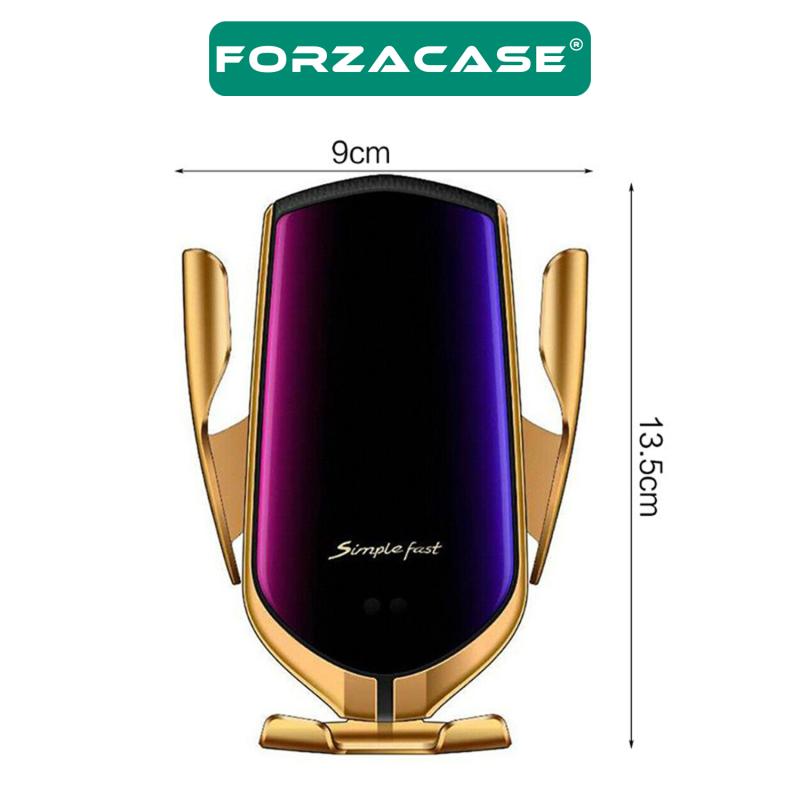 Forzacase%20Araç%20İçi%20Sensörlü%20Wireless%20Kablosuz%20Şarj%20Özellikli%20Telefon%20Tutucu%20Gold%20-%20R1%20FC102