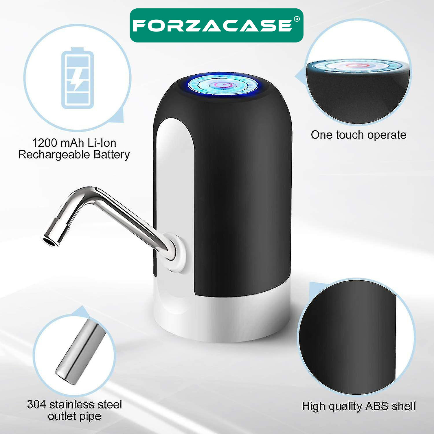 Forzacase%20Usb%20Şarjlı%201200%20mAh%20Elektrikli%20Otomatik%20Damacana%20Su%20Pompası%20-%20FC105