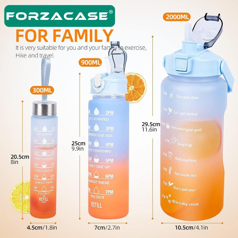 Forzacase%20Motivasyonel%20Spor%20Günlük%203lü%20Set%20Su%20Matarası%20Su%20Şişesi%20Suluk%202lt%20+%20900ml%20+%20300ml%20-%20FC107