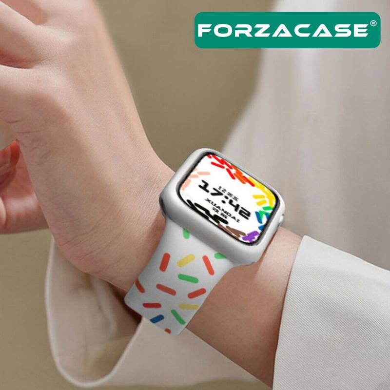 Forzacase%20Apple%20Watch%2038%20-%2040%20-%2041%20mm%20için%20Renkli%20Damla%20Sportif%20Silikon%20Kordon%20Kayış%20-%20FC124